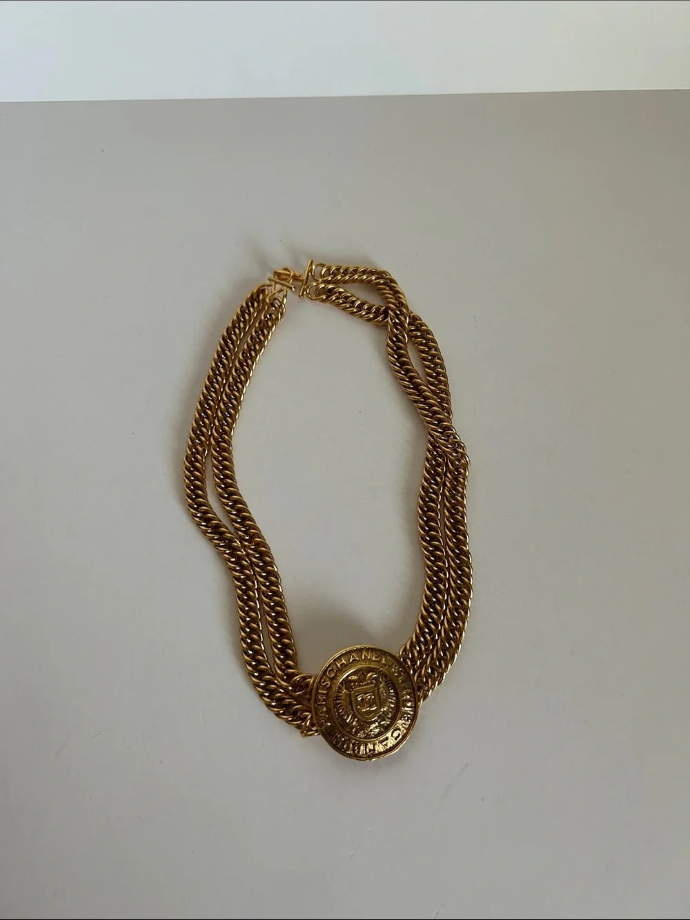 CHANEL Gold Layered Coin Choker Necklace